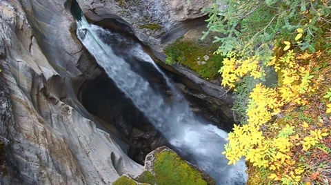 Maligne Canyon Waterfall Stock Footage 30475724