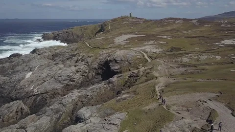 Malin Head Flight down Donegal Aerial Drone Ireland Stock Footage 92244065