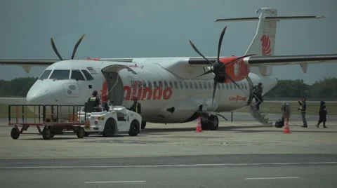 Malindon airplane unloading passenger Stock Footage 47850973