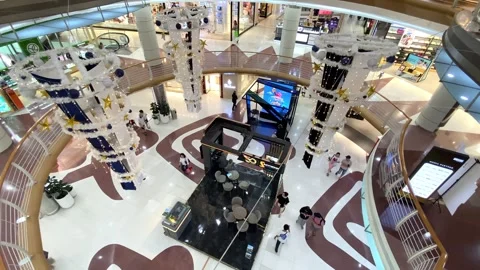 Mall atrium with christmas decorations Stock Footage 321924863