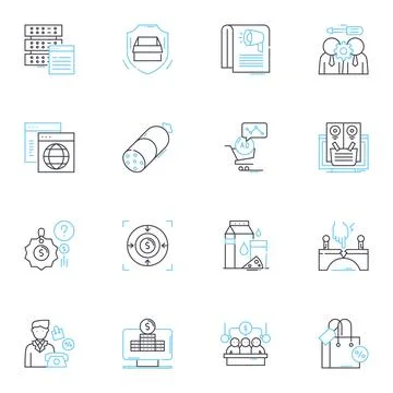 Mall browsing linear icons set. Shopping, Window-shopping, Retail, Boutiques 库存插图