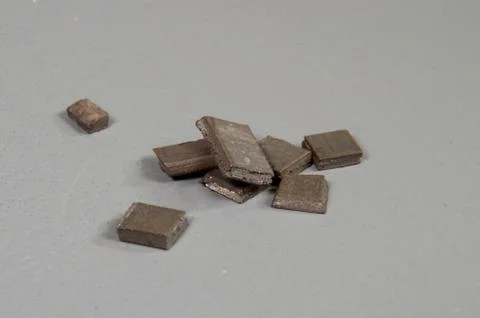 Mall chips of the element Yttrium (Y) Stock Photos
