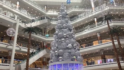 Mall decorated for Christmas Stock Footage 228647285