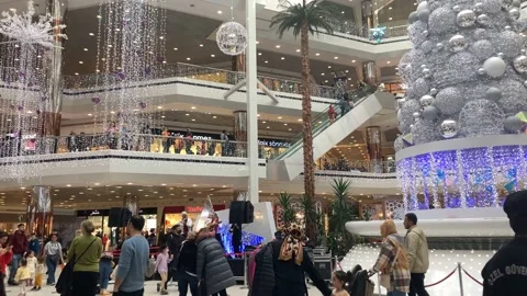 Mall decorated for Christmas Stock Footage 228647321
