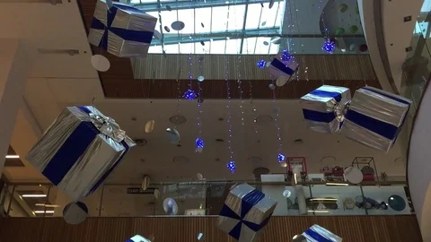 Mall decorations hanging from the ceiling Stock Footage 83800871