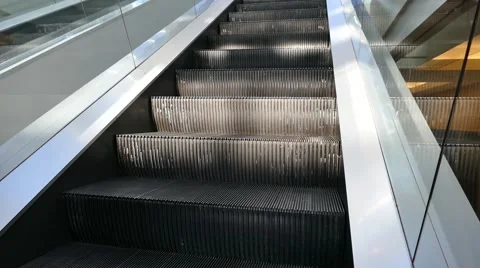 Mall Escalator - 01 - Moving Up, Empty, Sun Lights Stock Footage 52387889