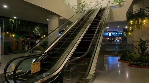 Mall escalator at a quiet time Stock Footage 230590335