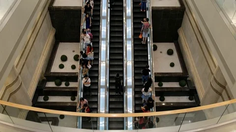 Mall Escalator In Real Time Stock Footage 78049802