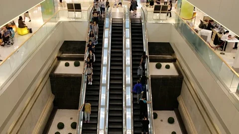 Mall Escalator In Real Time Stock Footage 78049808
