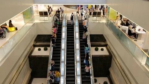 Mall Escalator In Real Time Stock Footage 78050399