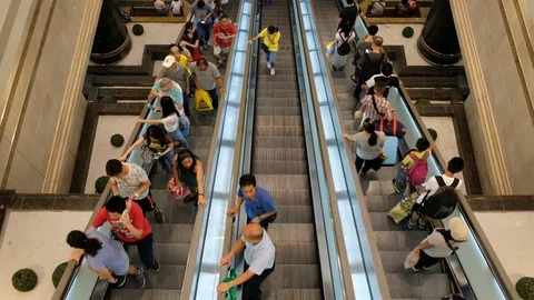 Mall Escalator In Real Time Stock Footage 78053085