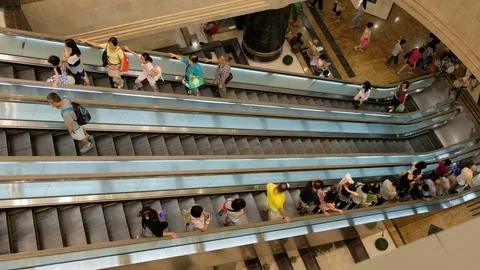 Mall Escalator In Real Time Stock Footage 78053581