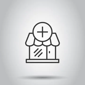 Mall icon in flat style. Store vector illustration on white isolated backgrou Illustrazione stock