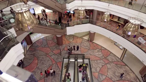 Mall interior walking panorama 4k time lapse. Stock Footage 223348746