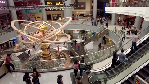 Mall interior walking panorama 4k time lapse. Stock Footage 223348749