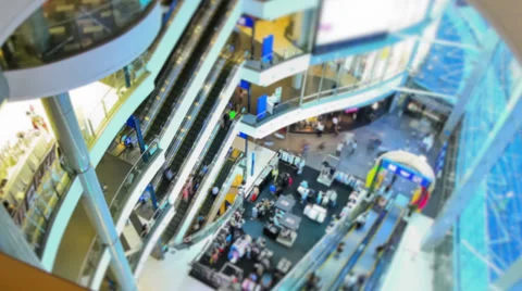 Mall Pedestrian Traffic Time Lapse Zoom Stock Footage 32019799