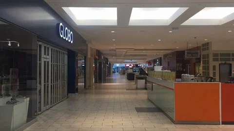 Mall shops closed mid-day during pandemic in Toronto Stock Footage 127851642