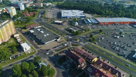 Mall Shops Lubin Centrum Handlowe Aerial View Poland Stock Footage 236503135