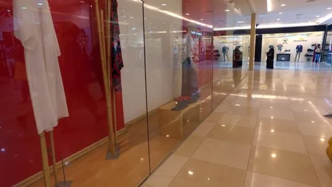 In the mall. Showcases. Stock Footage 77218969