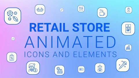 Mall Store Icon Set 스톡 After Effects