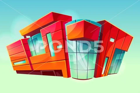 Mall supermarket building facade exterior Stock Illustration