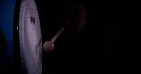 Mallet Hits Vertical Drum Closeup Video stock 77781488