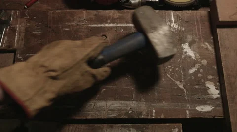 Mallet On Tool Bench DIY Stock Footage 51686731
