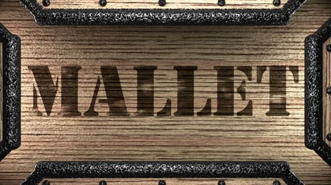 Mallet on wooden stamp Stockbeeldmateriaal 8776599