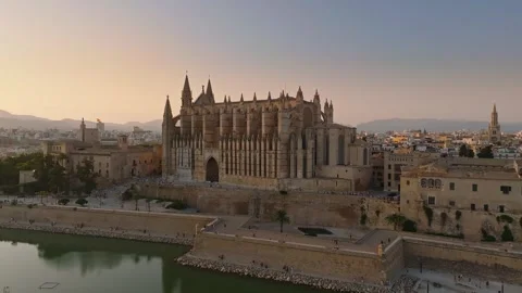 Mallorca - Aerial view of the Catedral-Basilica de Santa Maria de Mallorca Stock Footage 337651981