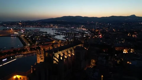 Mallorca Cathedral Night Drone View 動画素材 272312463