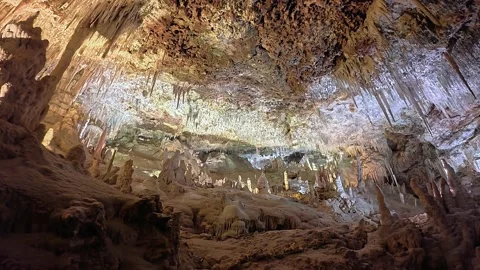 Mallorca cave interior with rugged rock walls Vídeos de archivo 334399411
