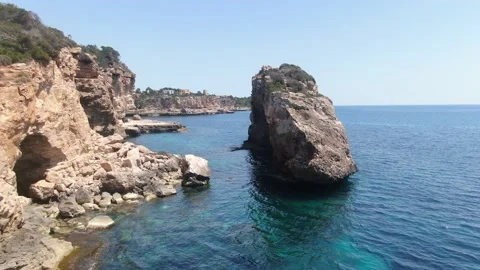 Mallorca Es Pontas rock arch Stock Footage 208147953
