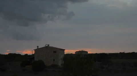 Mallorca farm house sunset  Stock Footage 32249908