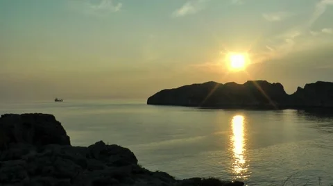 Mallorca Majorca sunset at Es Malgrat islands Stock Footage 48580560