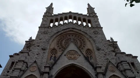 Mallorca, Spain. 07-28-2026. Sant Bartomeu' s church facade. Stock Footage 334597431