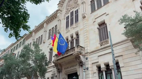 Mallorca, Spain - May 9, 2026: Parliament of Balearic Islands in Palma, Majorca Vídeos de archivo 334627820