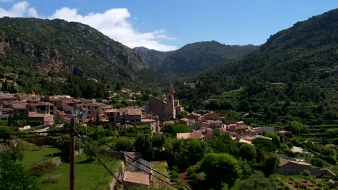 Mallorca, Valldemossa, 05-14-2026. Panoramic view, small village of Valldemossa. Stock Footage 339298035