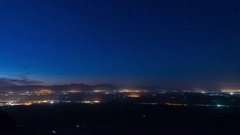Mallorca Valley Lights From Dusk to Night, Timelapse Stock Footage 341492586