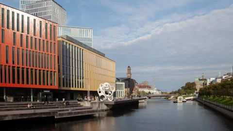 Malmo Cityscape Timelapse Featuring Historic and Modern Architecture Stock Footage 309565957