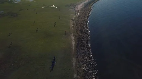 Malmo gulf aerial view with Eresund Bridge Stock Footage 87373945