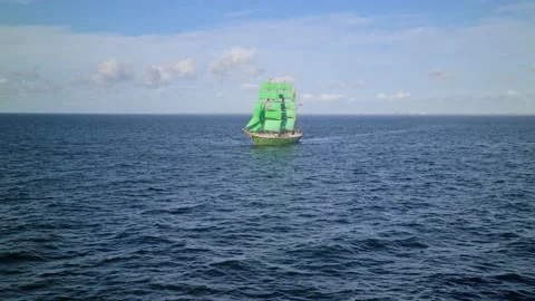 Malmo - Sweden 10/09/2020: Alexander von Humboldt II green German sailing ship Stock Footage