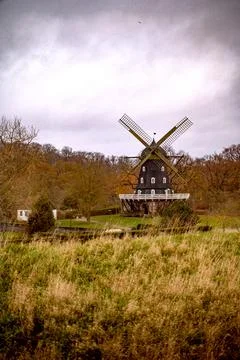 Malmo wind mill in the field winter 2025 Stock Photos