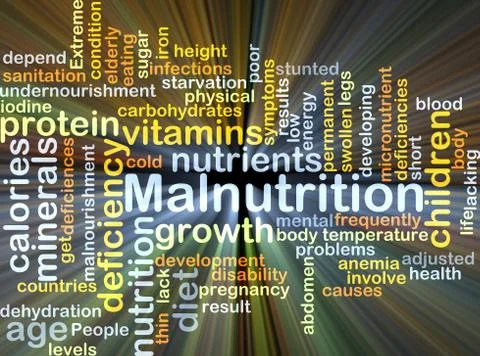 Malnutrition background concept glowing Illustrazione stock