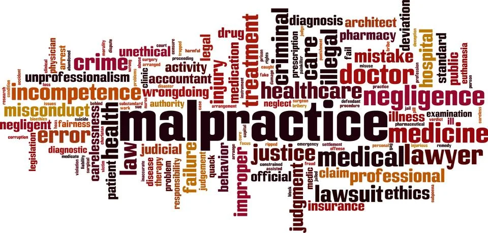 Malpractice word cloud Stock Illustration