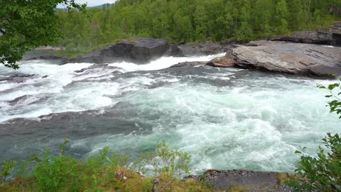 Malselvfossen waterfall in Norway in summer Stock Footage 295524270