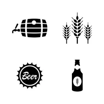 Malt beer. Simple Related Vector Icons Stock Illustration