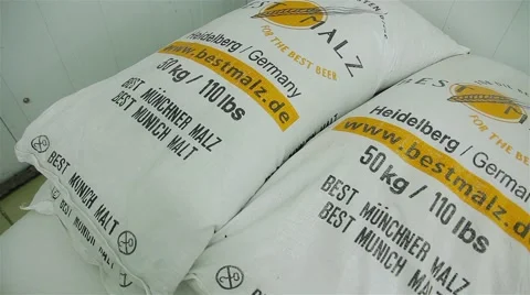 Malt for Breweries (in bags) Stock Footage 42572710