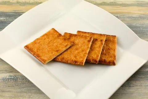 Malt crackers with bruleed sugar layer glaze Stock Photos