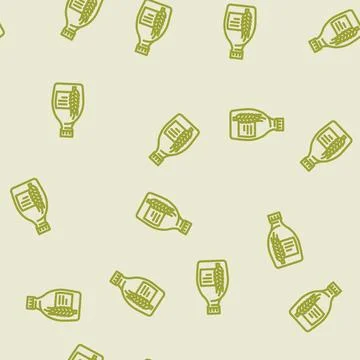 Malt syrup barley line vector seamless pattern Stock Illustration