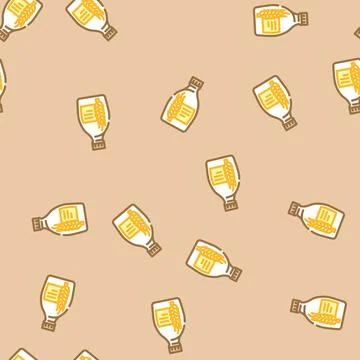 Malt syrup barley vector seamless pattern Stock Illustration